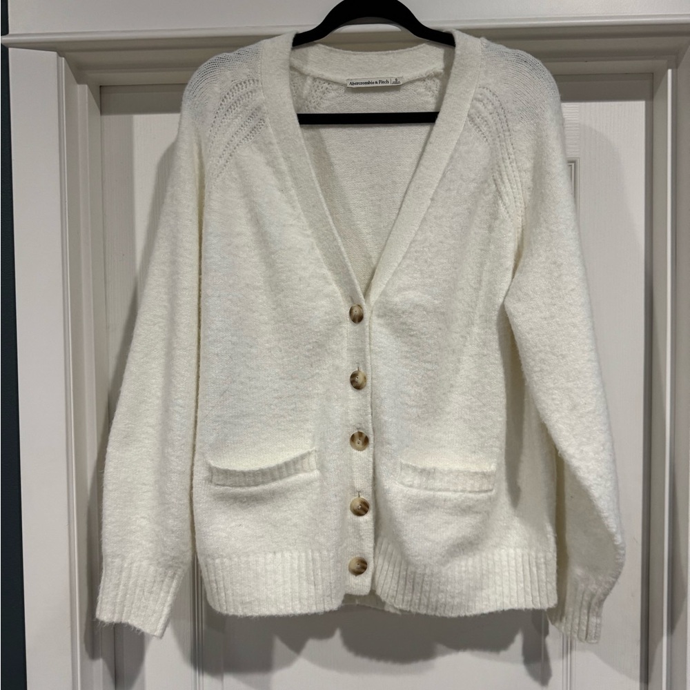 Abercrombie & Fitch Cream Cardigan Sweater